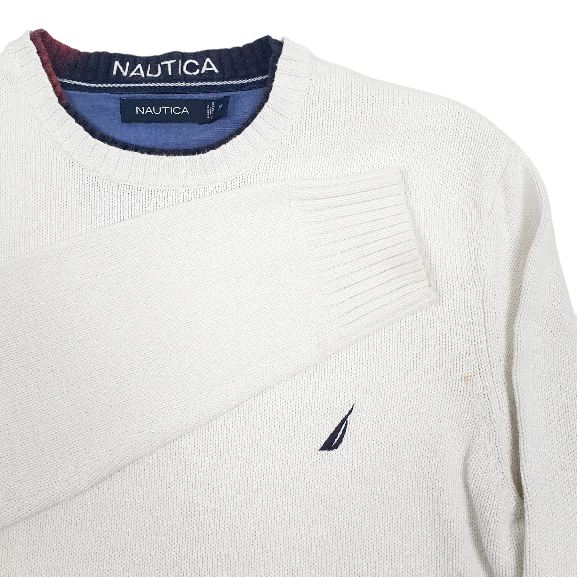 Mens White Nautica Knit Crewneck Jumper