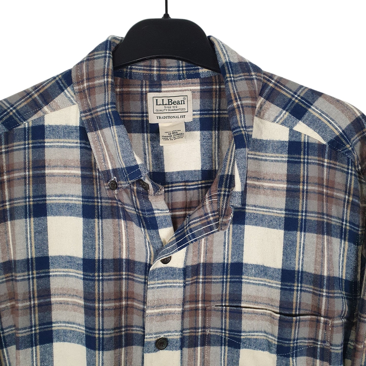 Mens Blue L.L.Bean Thick Flannel Plaid  Shirt