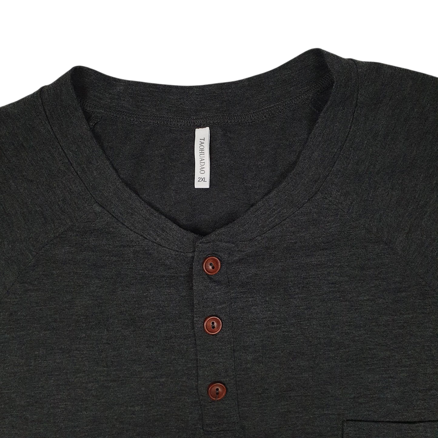 Mens Grey Taohuadao Henley  T Shirt