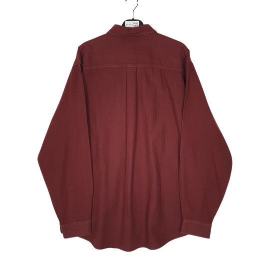 Mens Burgundy L.L.Bean Herringbone Flannel  Shirt