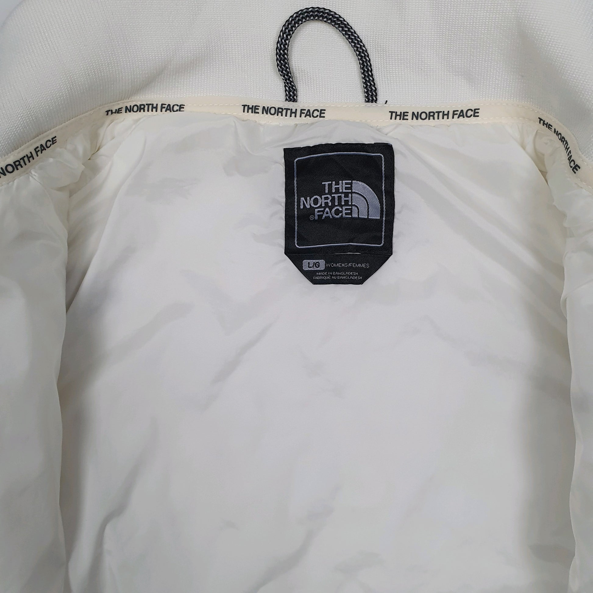 Womens White The North Face Padded Windbreaker Hoodie Coat
