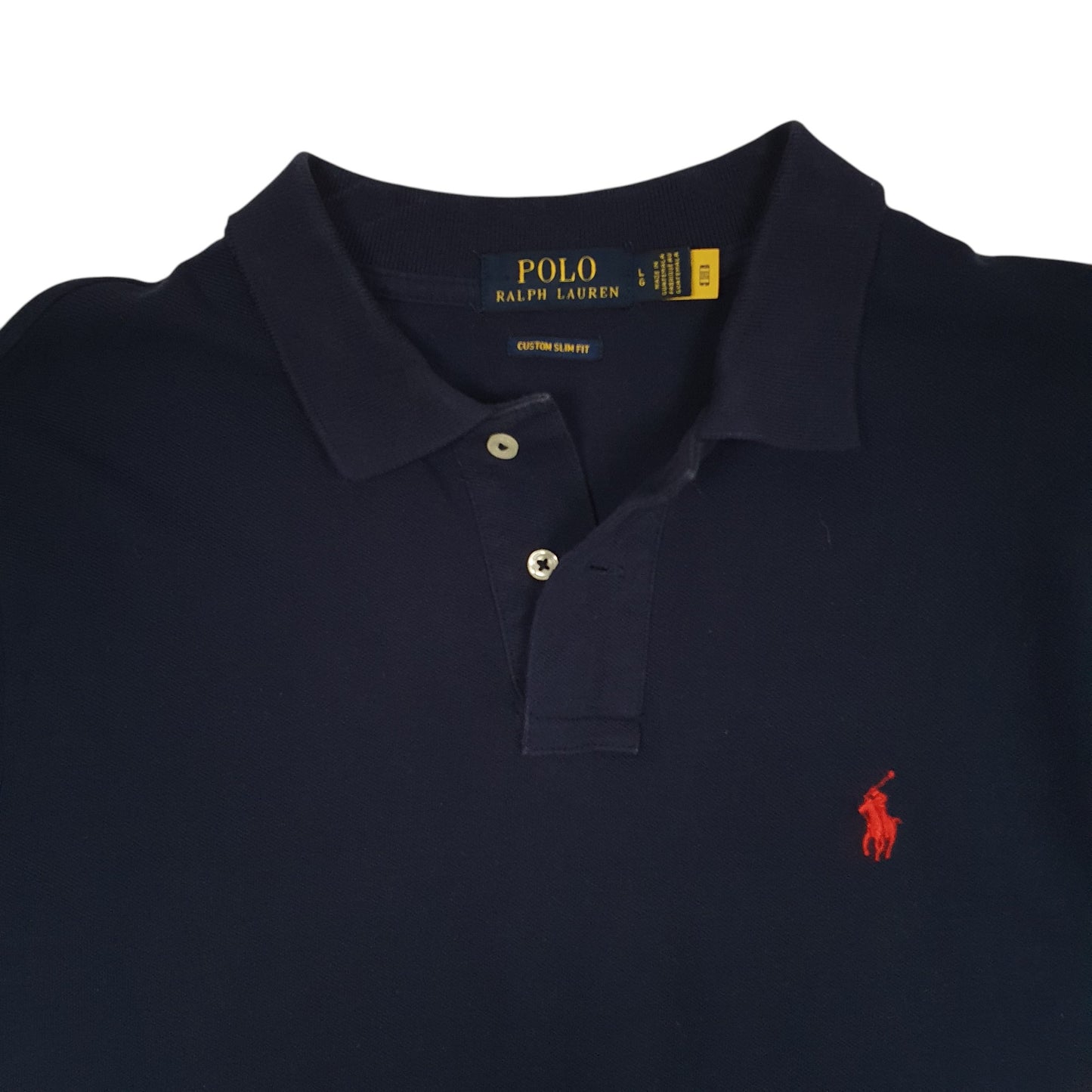 Mens Navy Polo Ralph Lauren Custom Slim Fit  Polo Shirt