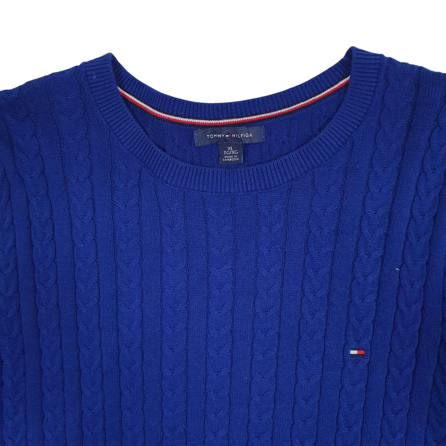 Womens Blue Tommy Hilfiger Cable Knit Crewneck Jumper