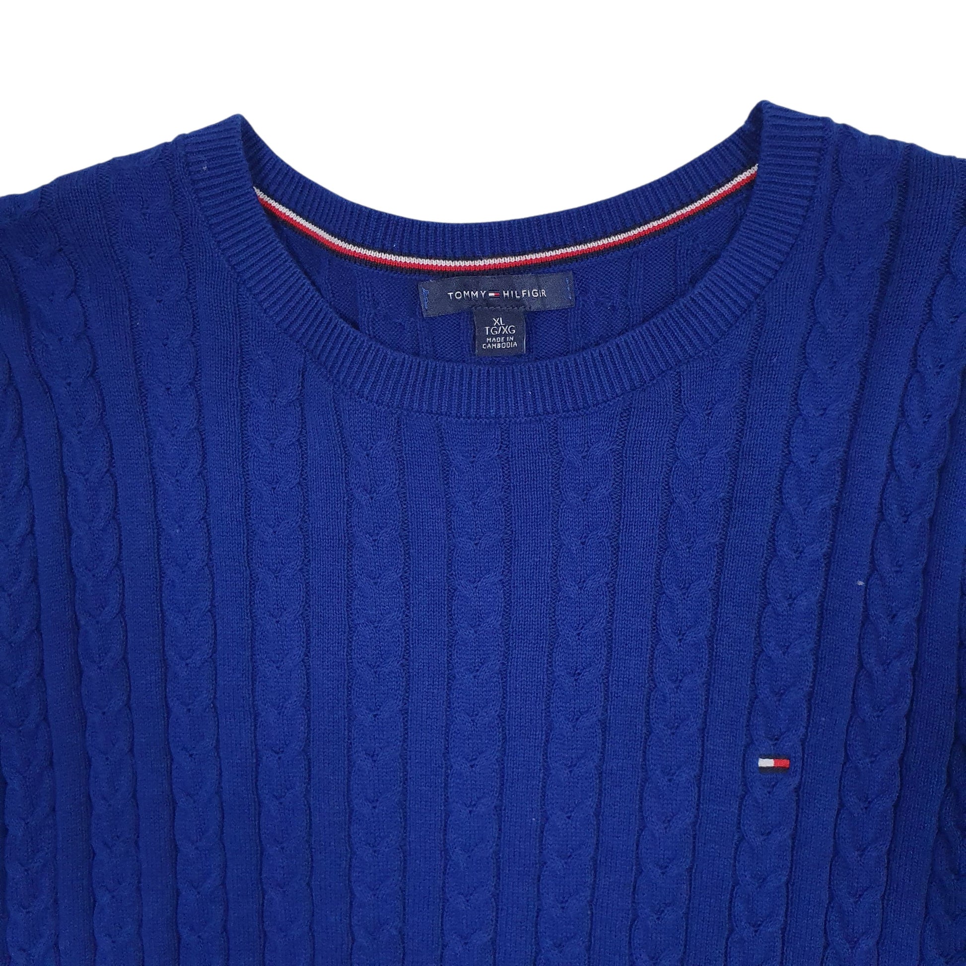 Womens Blue Tommy Hilfiger Cable Knit Crewneck Jumper