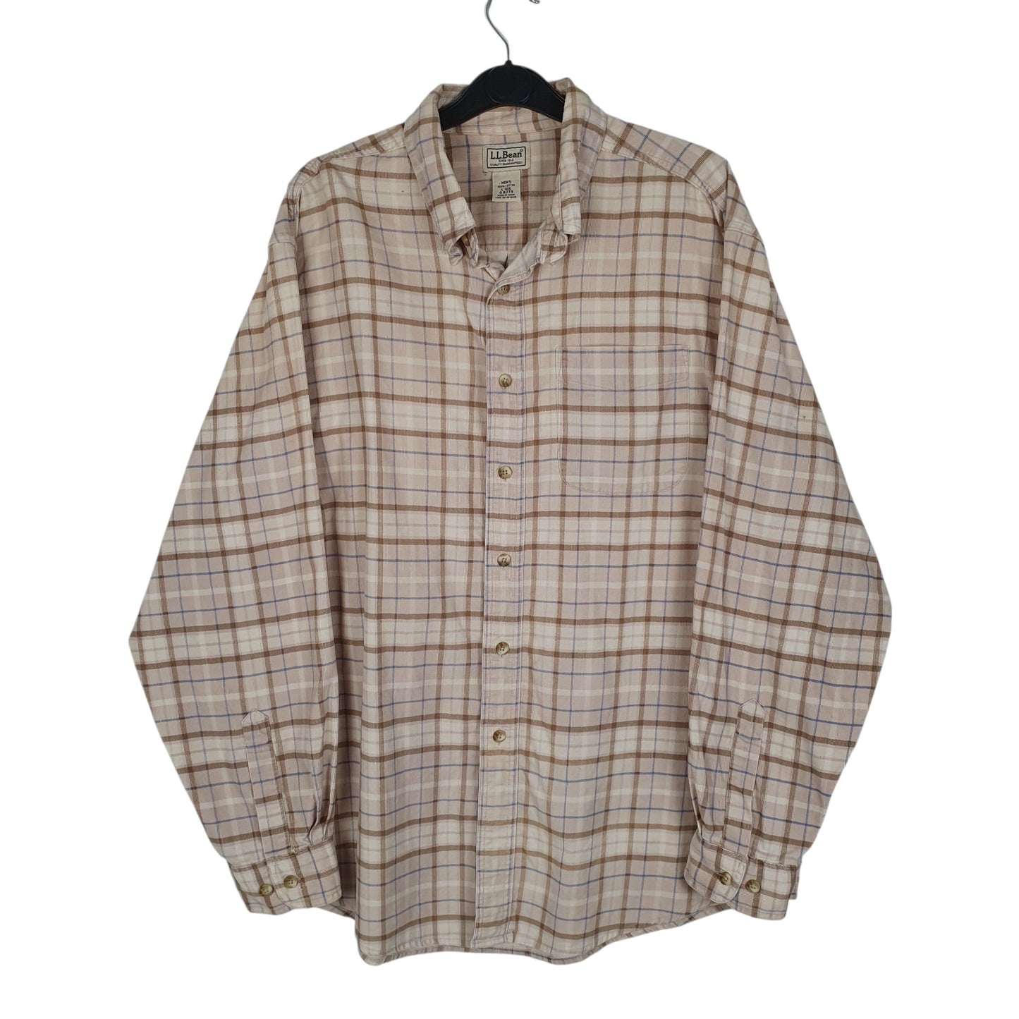 Mens Beige L.L.Bean Corduroy Long Sleeve Shirt