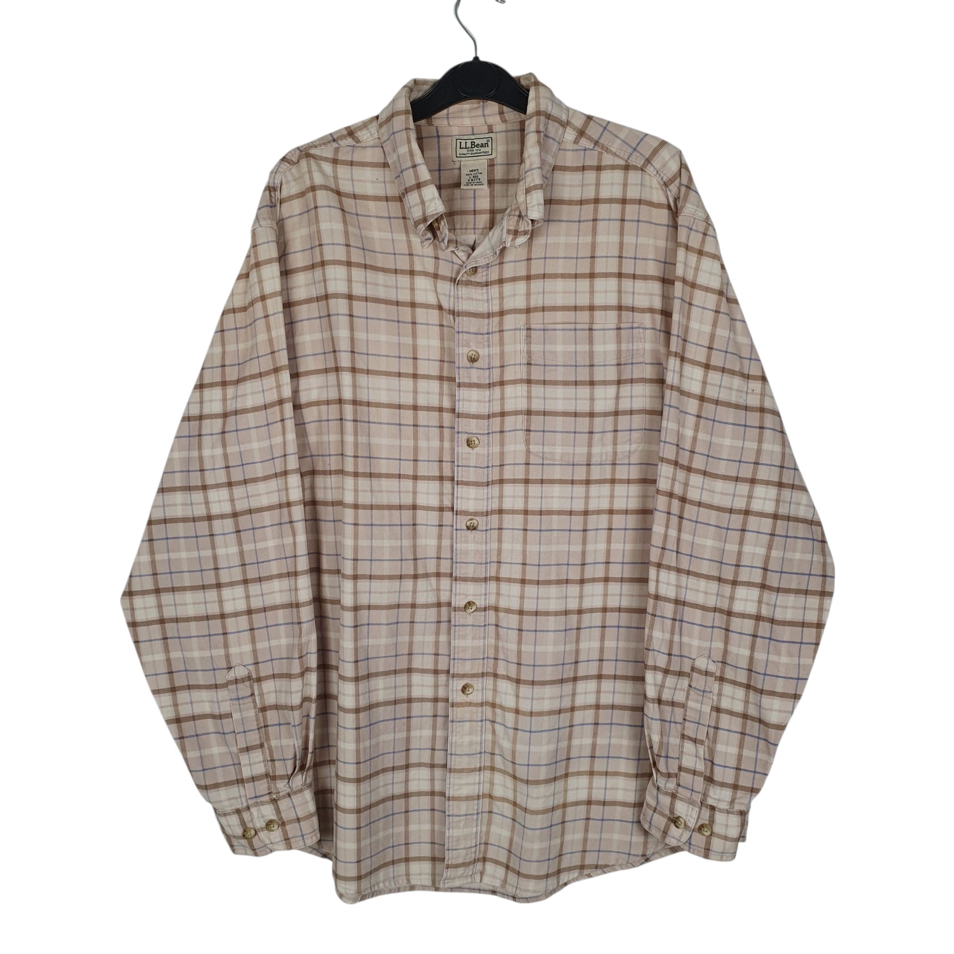 Mens Beige L.L.Bean Corduroy Long Sleeve Shirt