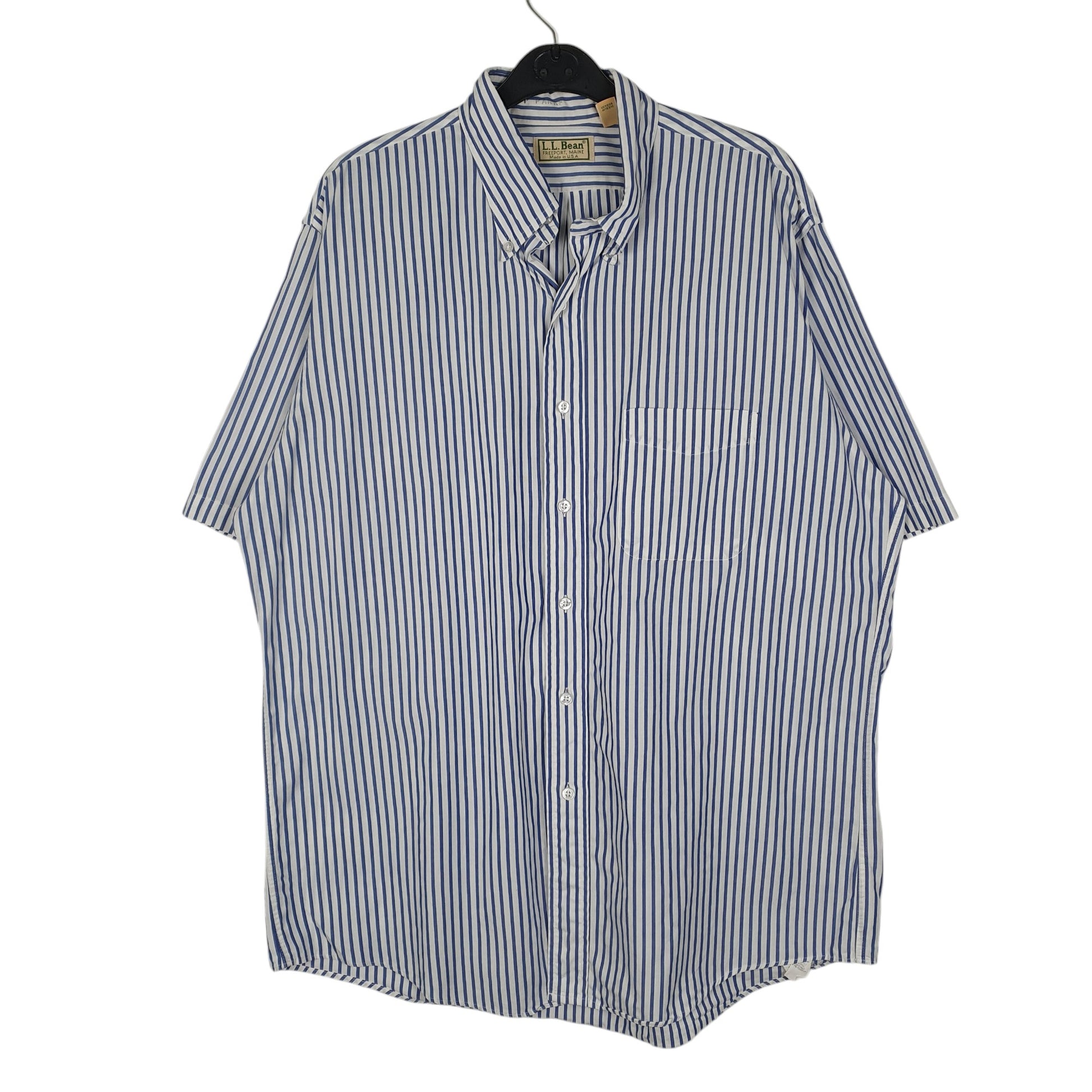 Mens Blue L.L.Bean Vintage 80s Made In USA Short Sleeve Shirt