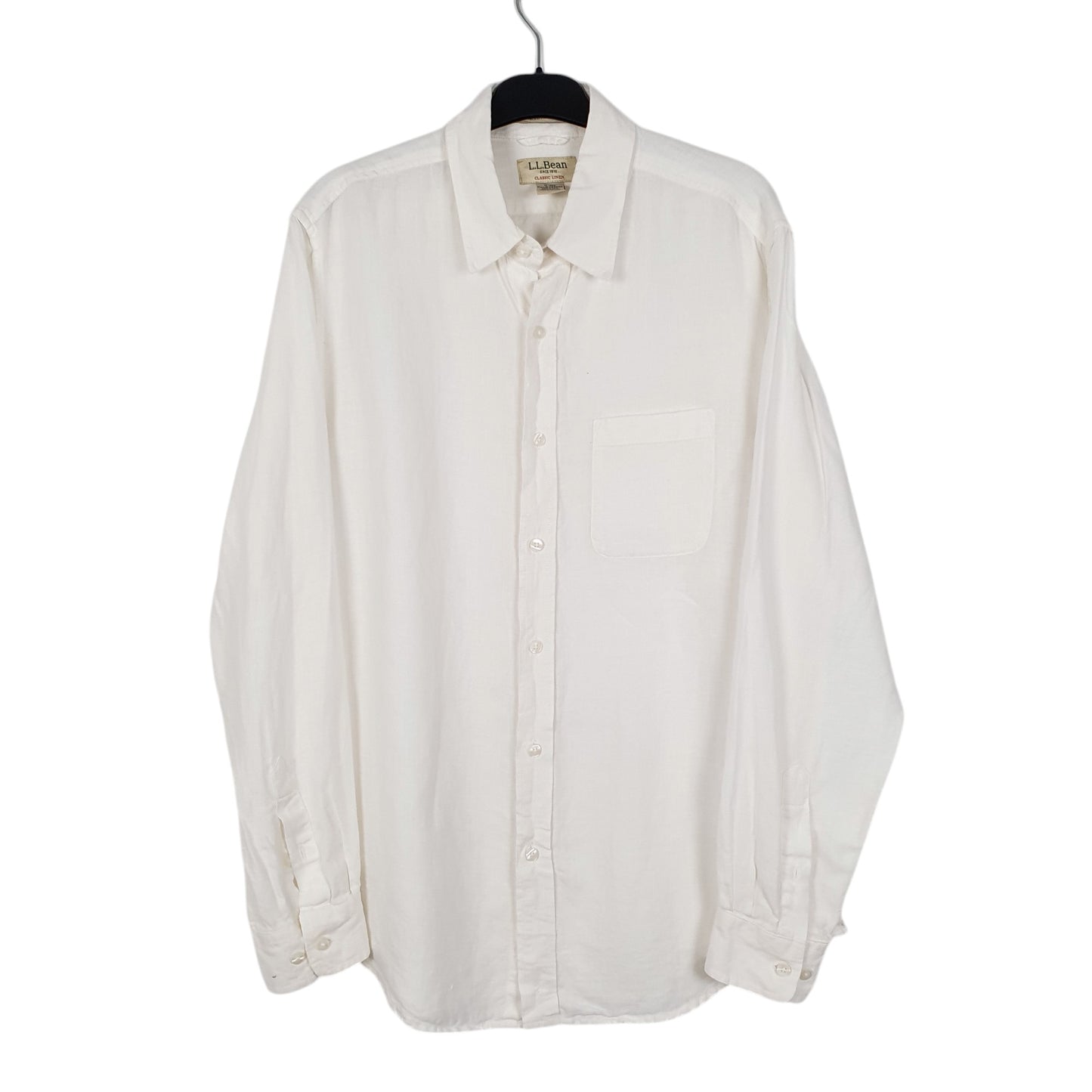 Mens White L.L.Bean  Long Sleeve Shirt