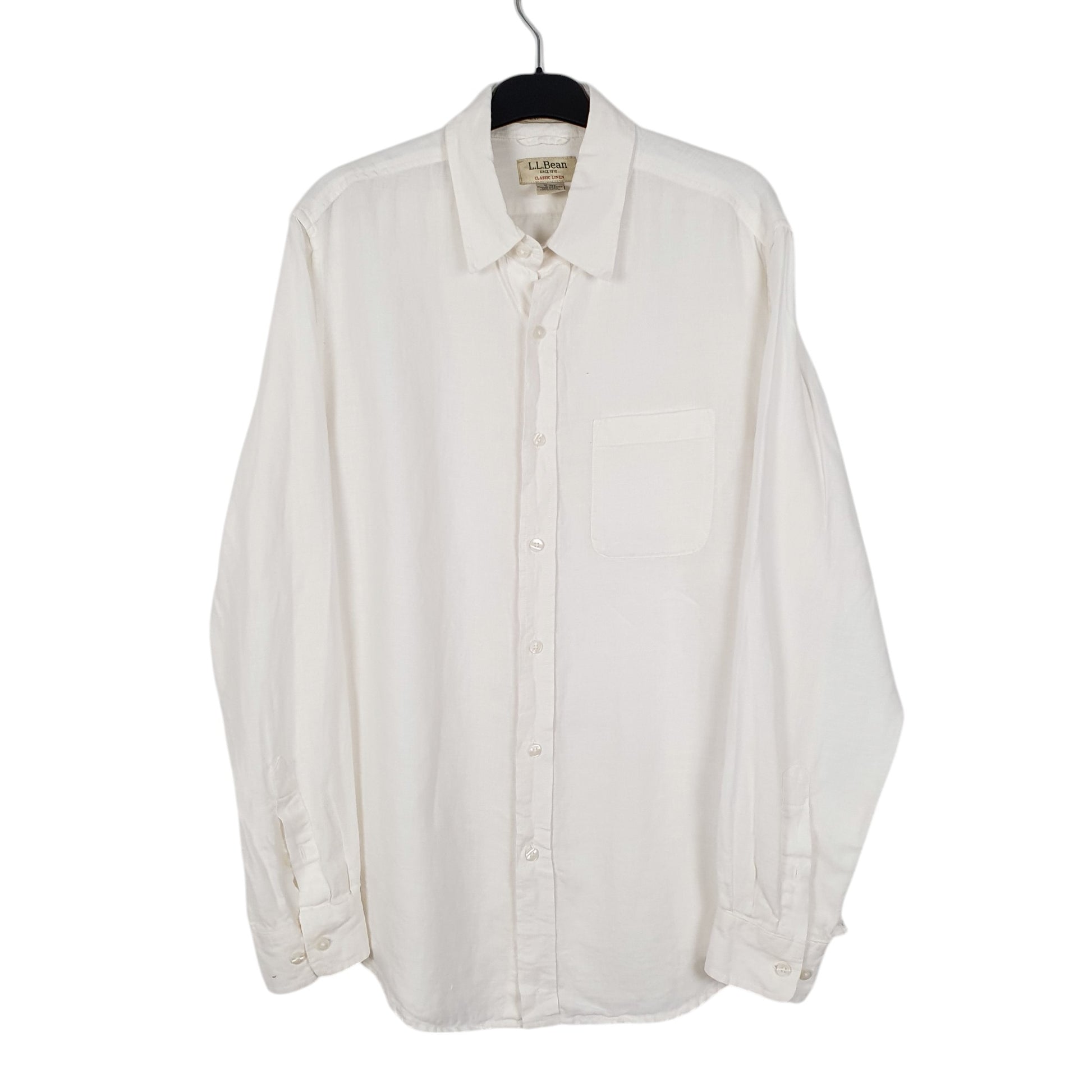 Mens White L.L.Bean  Long Sleeve Shirt