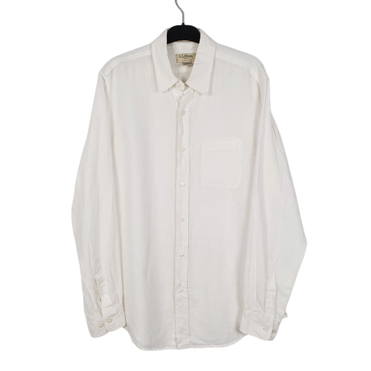 Mens White L.L.Bean  Long Sleeve Shirt