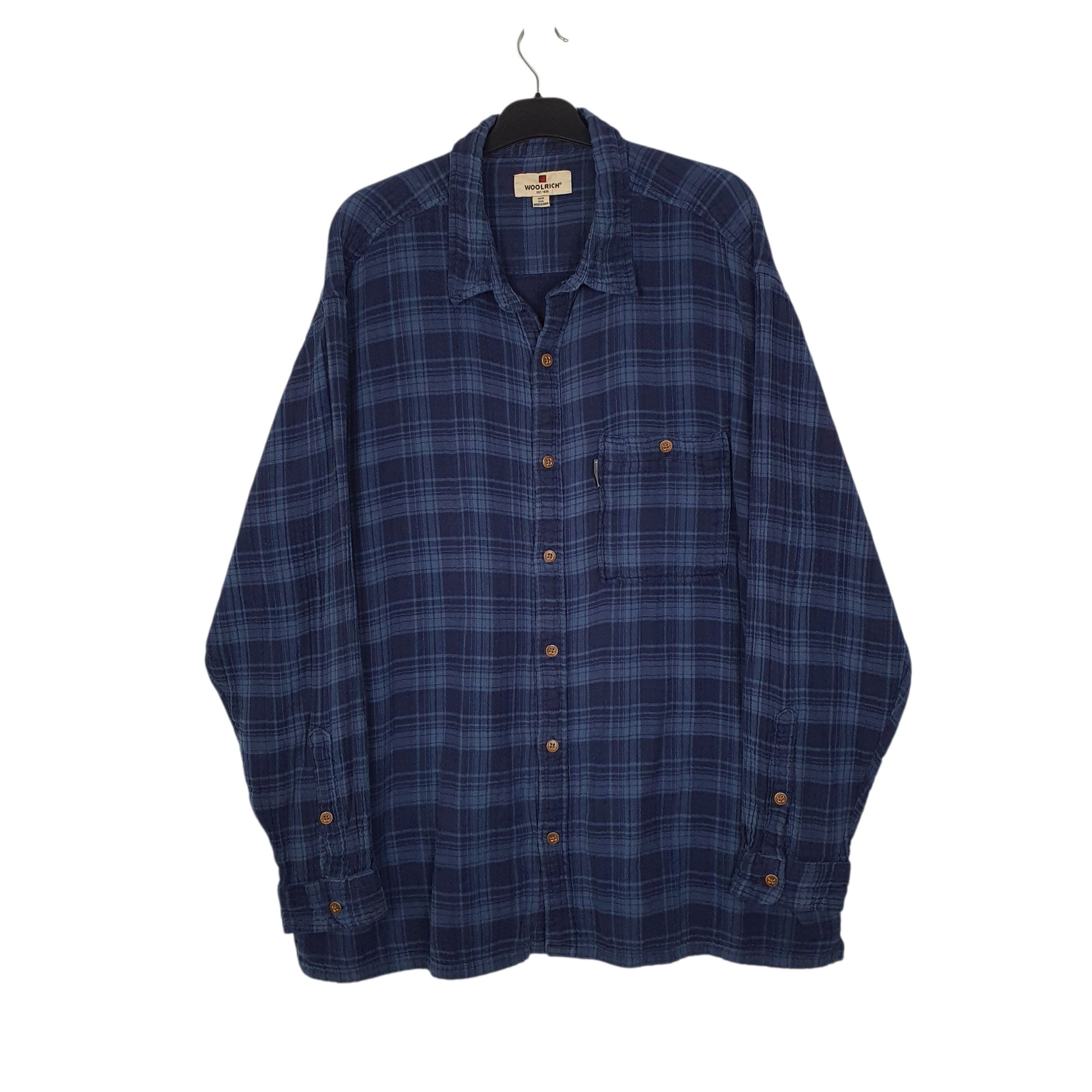 Mens Navy Woolrich Thick Flannel Long Sleeve Shirt