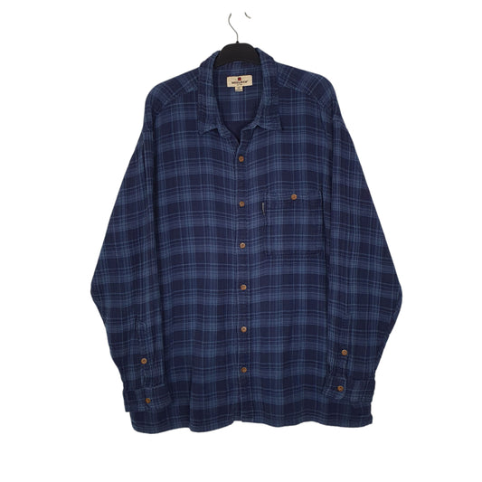 Mens Navy Woolrich Thick Flannel Long Sleeve Shirt