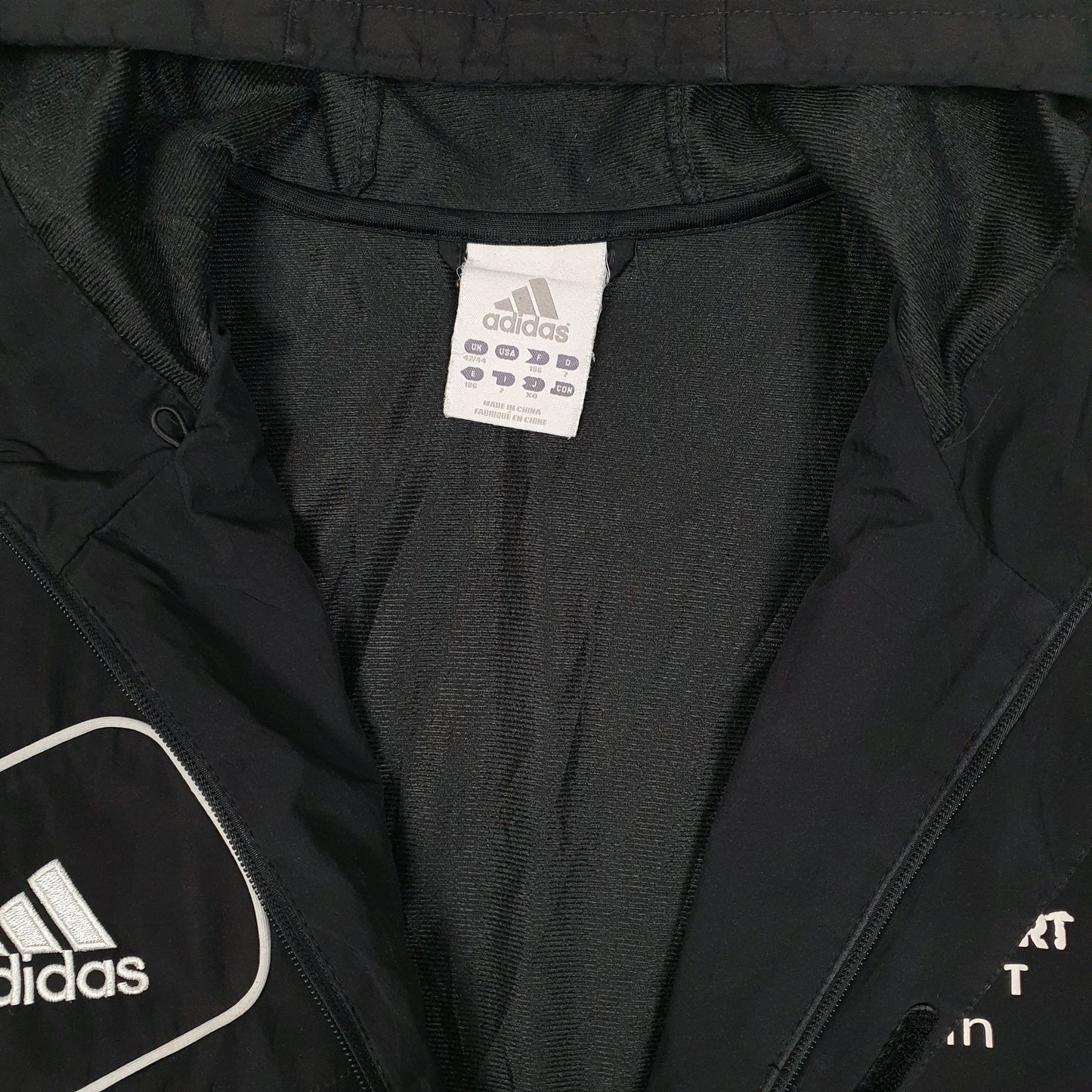 Mens Black Adidas Vintage 00s Hoodie Full Zip Coat