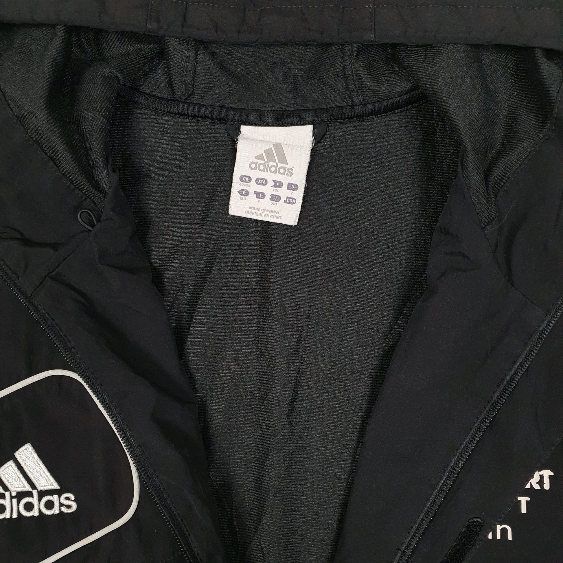 Mens Black Adidas Vintage 00s Hoodie Full Zip Coat