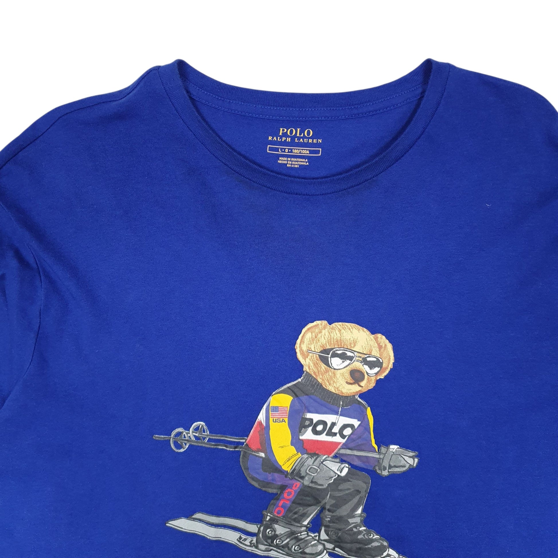 Mens Blue Polo Ralph Lauren Polo Bear Skiing  T Shirt