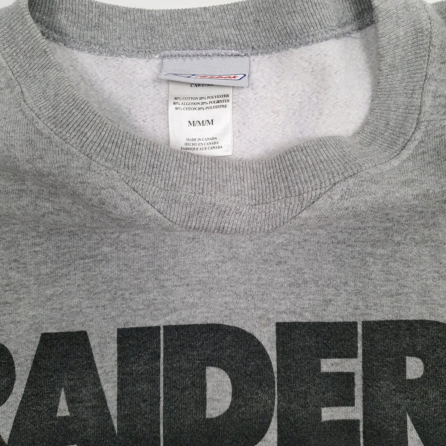 Mens Grey Reebok Vintage 90s Oakland Raiders NFL Crewneck Jumper