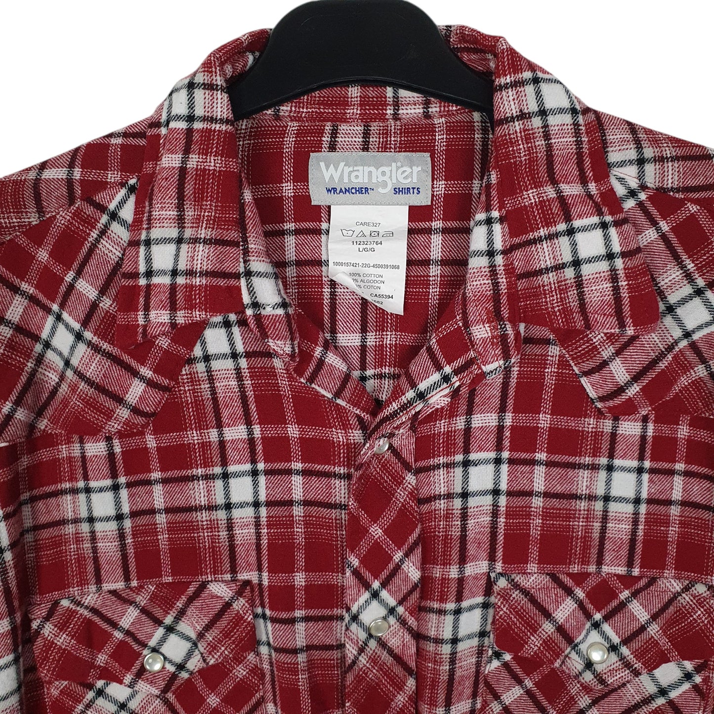 Mens Red Wrangler Flannel Western Pearl Snap  Shirt