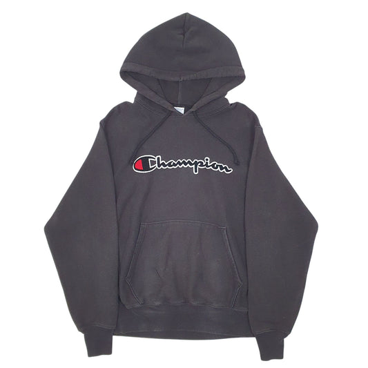 Mens Black Champion Reverse Weave Spellout Hoodie Jumper