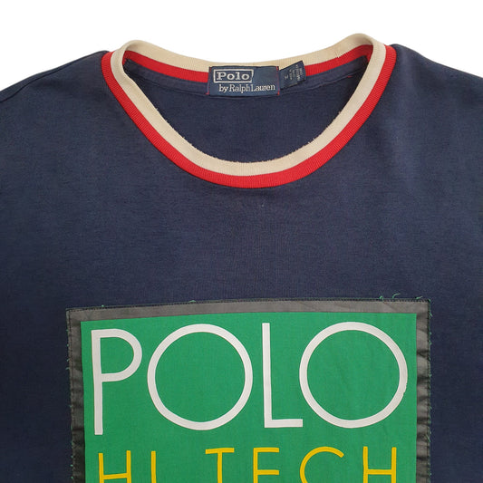 Mens Navy Polo Ralph Lauren Hi Tech Vintage 90s Crewneck Jumper