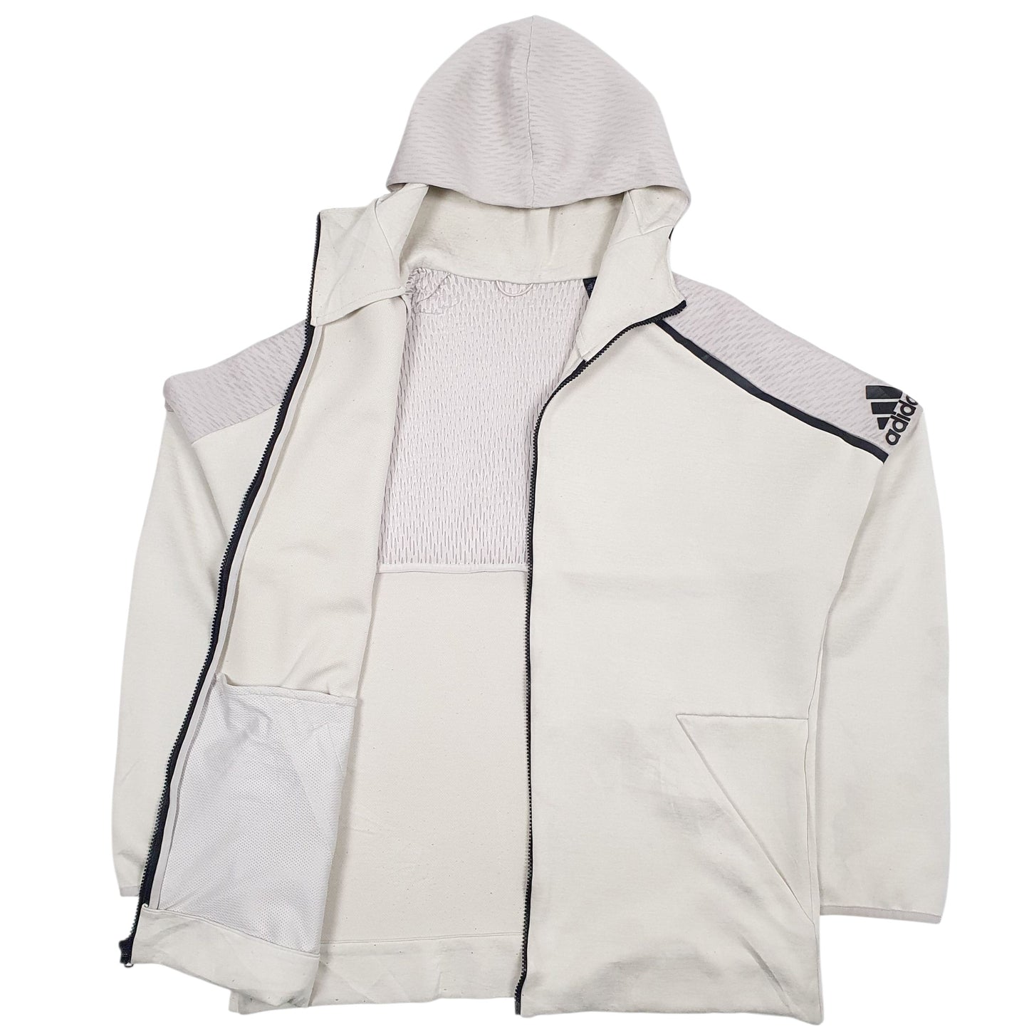 Mens Beige Adidas Climalite Full Zip Jumper