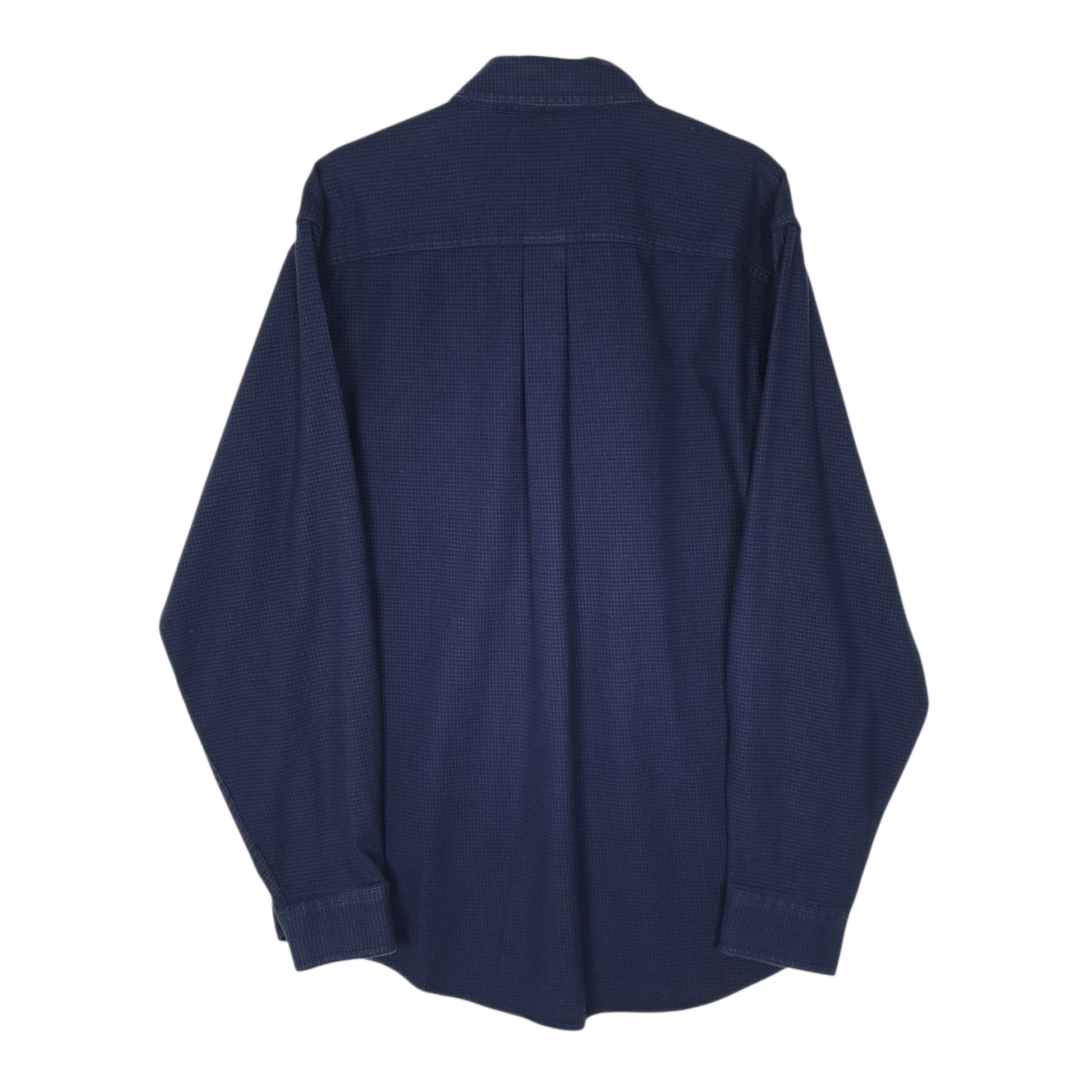 Mens Navy L.L.Bean Flannel Houndstooth  Shirt