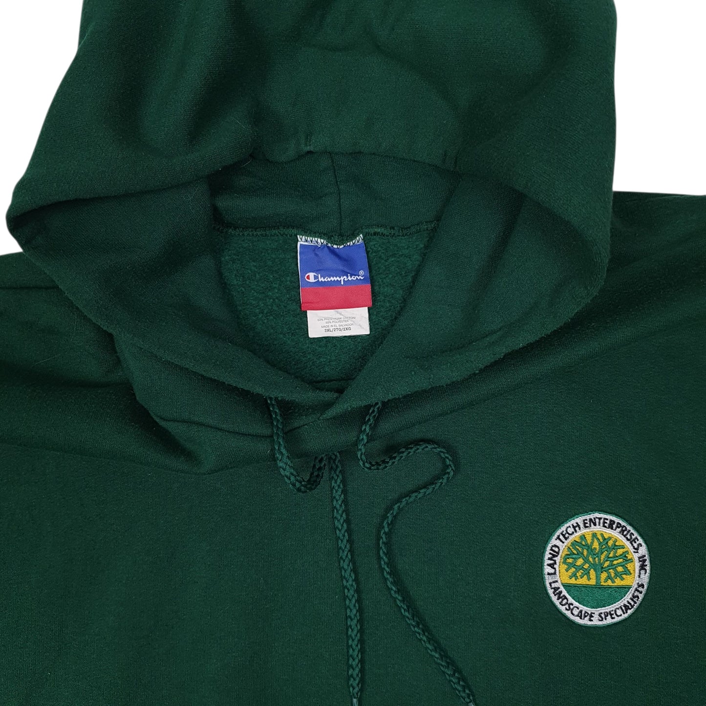 Mens Green Champion Vintage 2000s Landscaping Hoodie Jumper