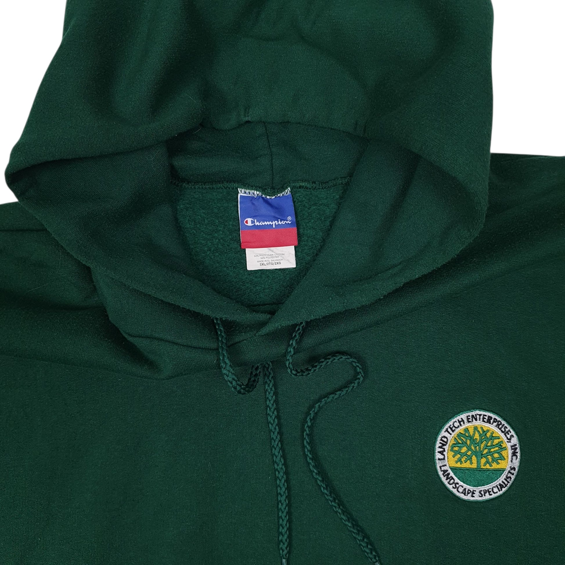 Mens Green Champion Vintage 2000s Landscaping Hoodie Jumper