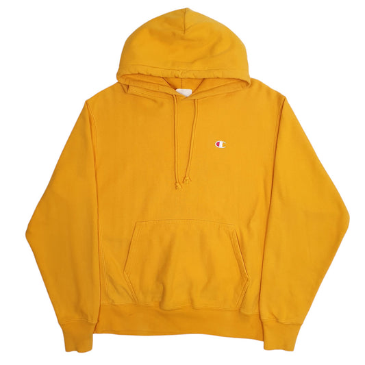Mens Yellow Champion Reverse Weave Hoodie Jumper