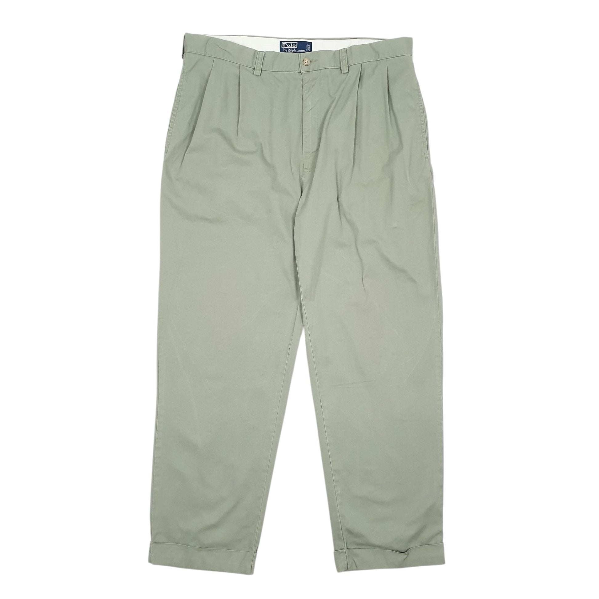 Mens Green Polo Ralph Lauren Hammond Pant Pleated Chino Trousers