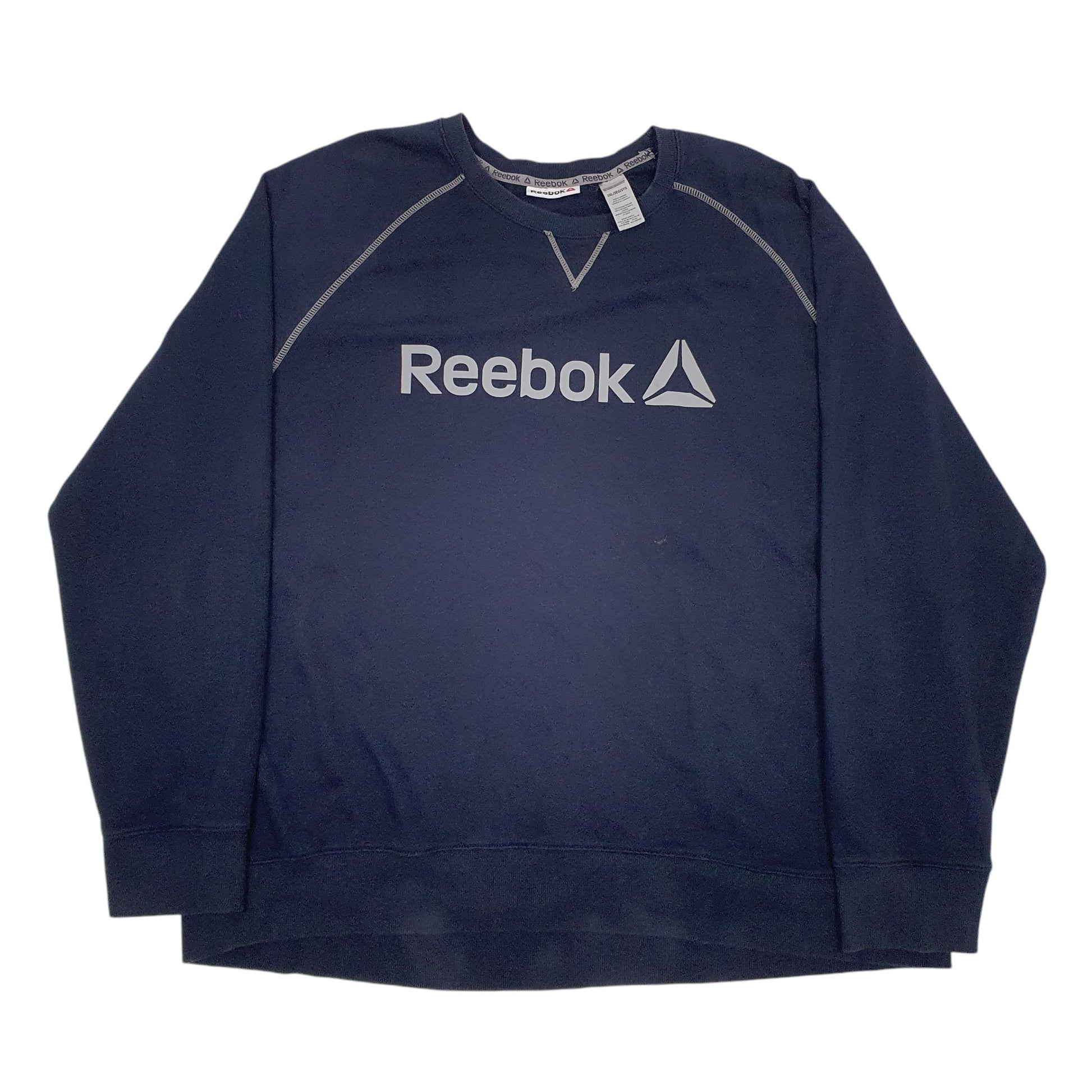 Mens Navy Reebok Spellout Crewneck Jumper