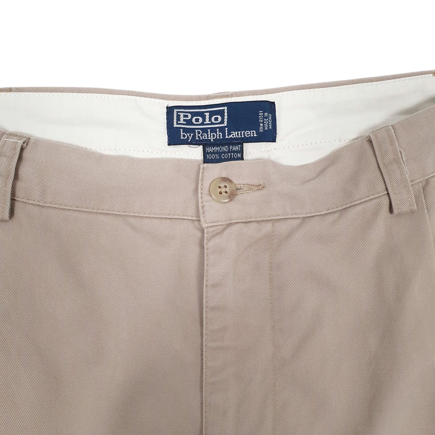 Mens Beige Polo Ralph Lauren Hammond Pant 90s Pleated  Trousers