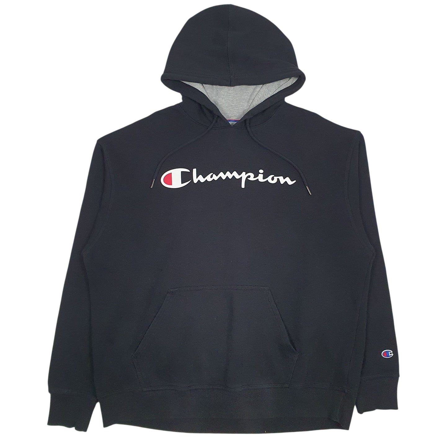 Mens Black Champion Spellout Hoodie Jumper