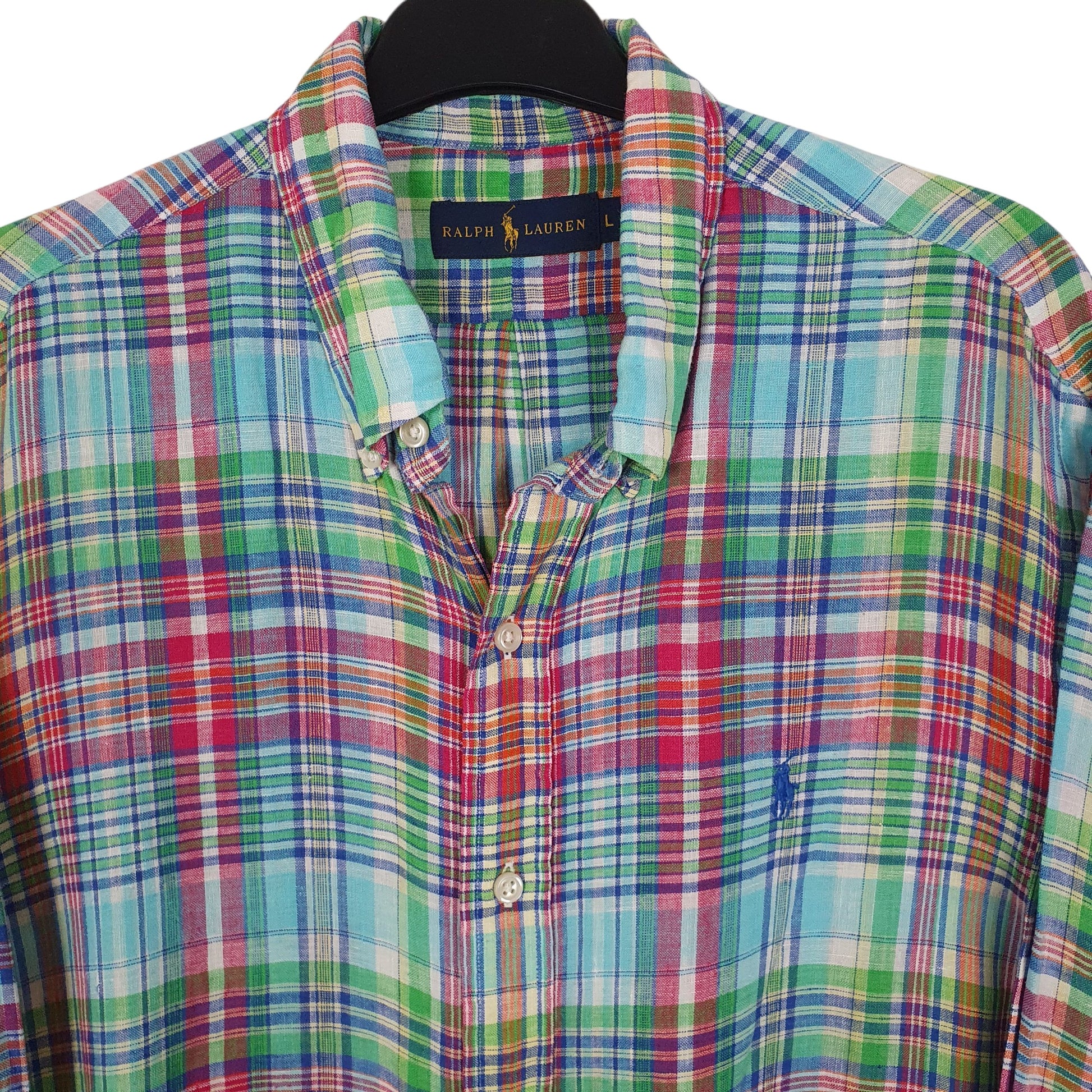 Mens Blue Ralph Lauren Madras  Shirt