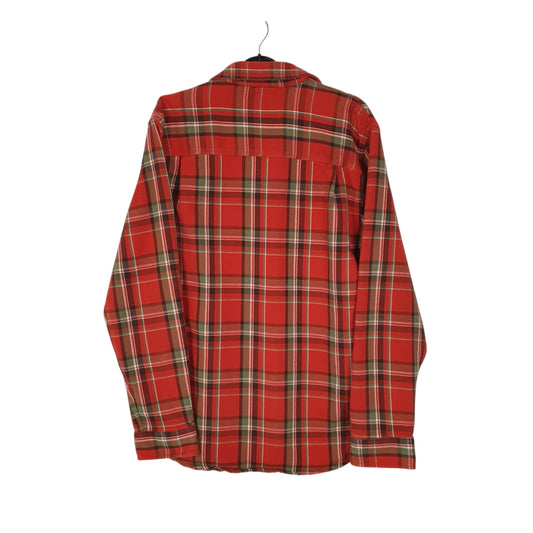 Mens Orange L.L.Bean Thick Fleece Lined Plaid Flannel  Shirt