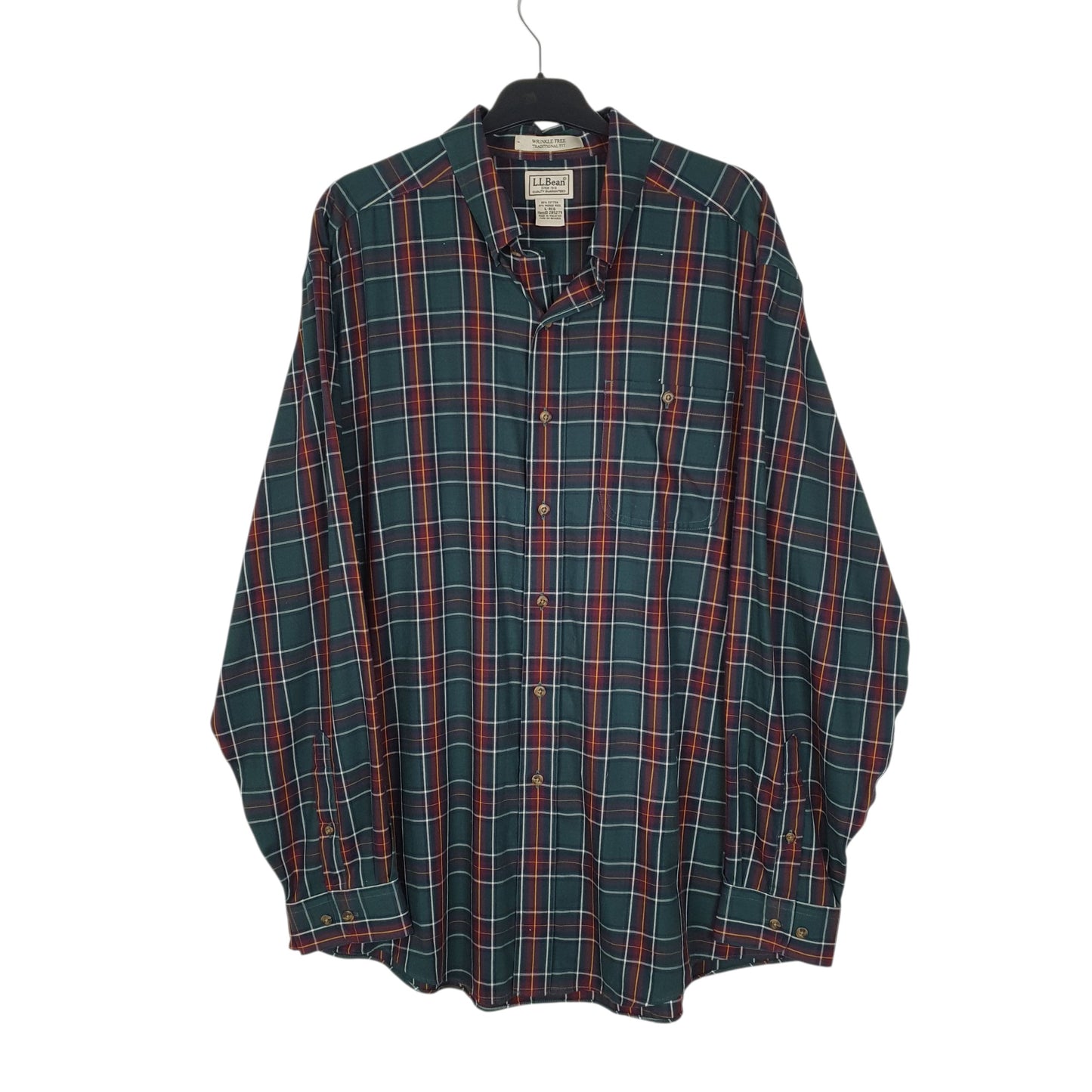 Mens Green L.L.Bean Traditional Fit Long Sleeve Shirt