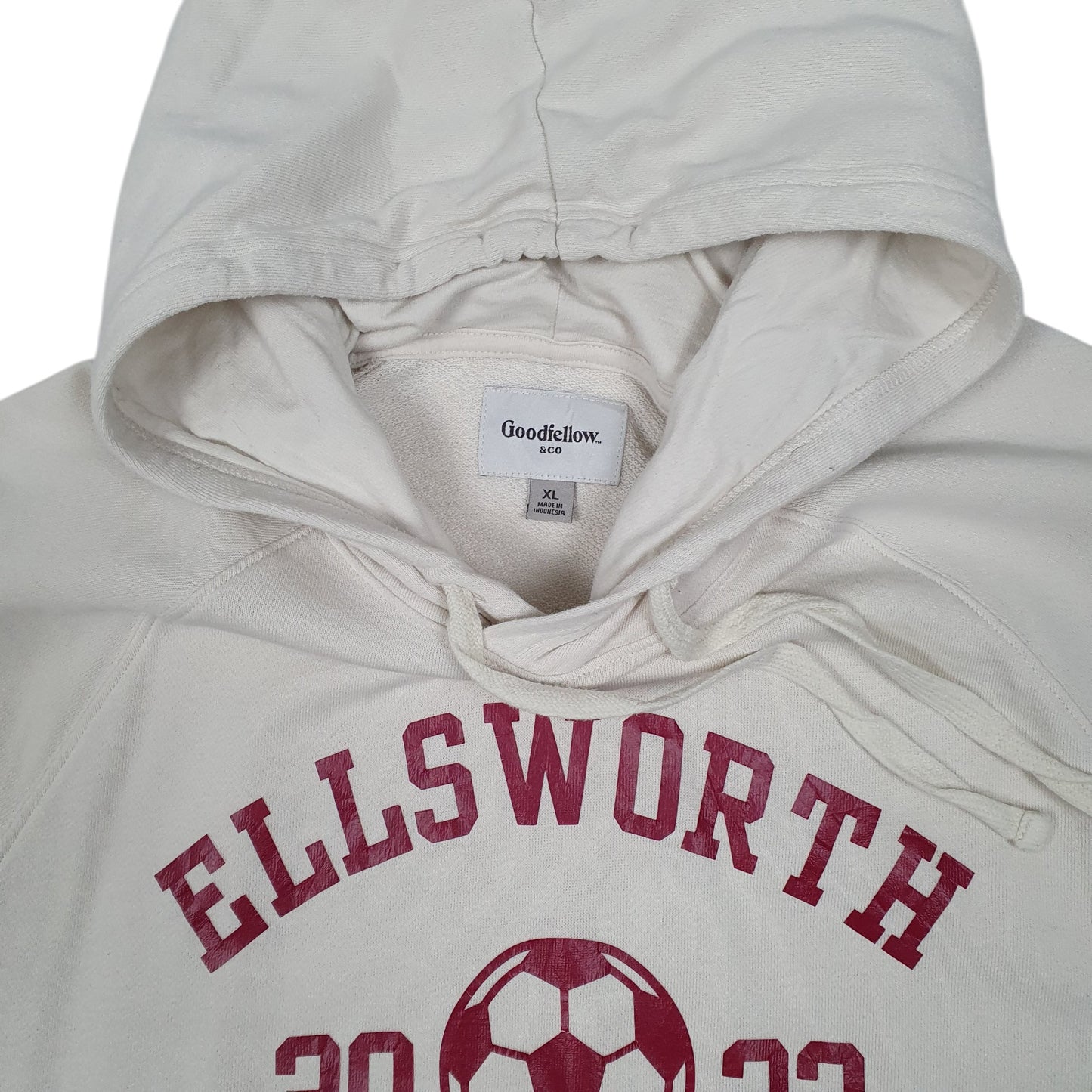 Mens Cream Goodfellow Soccer Hoodie Jumper