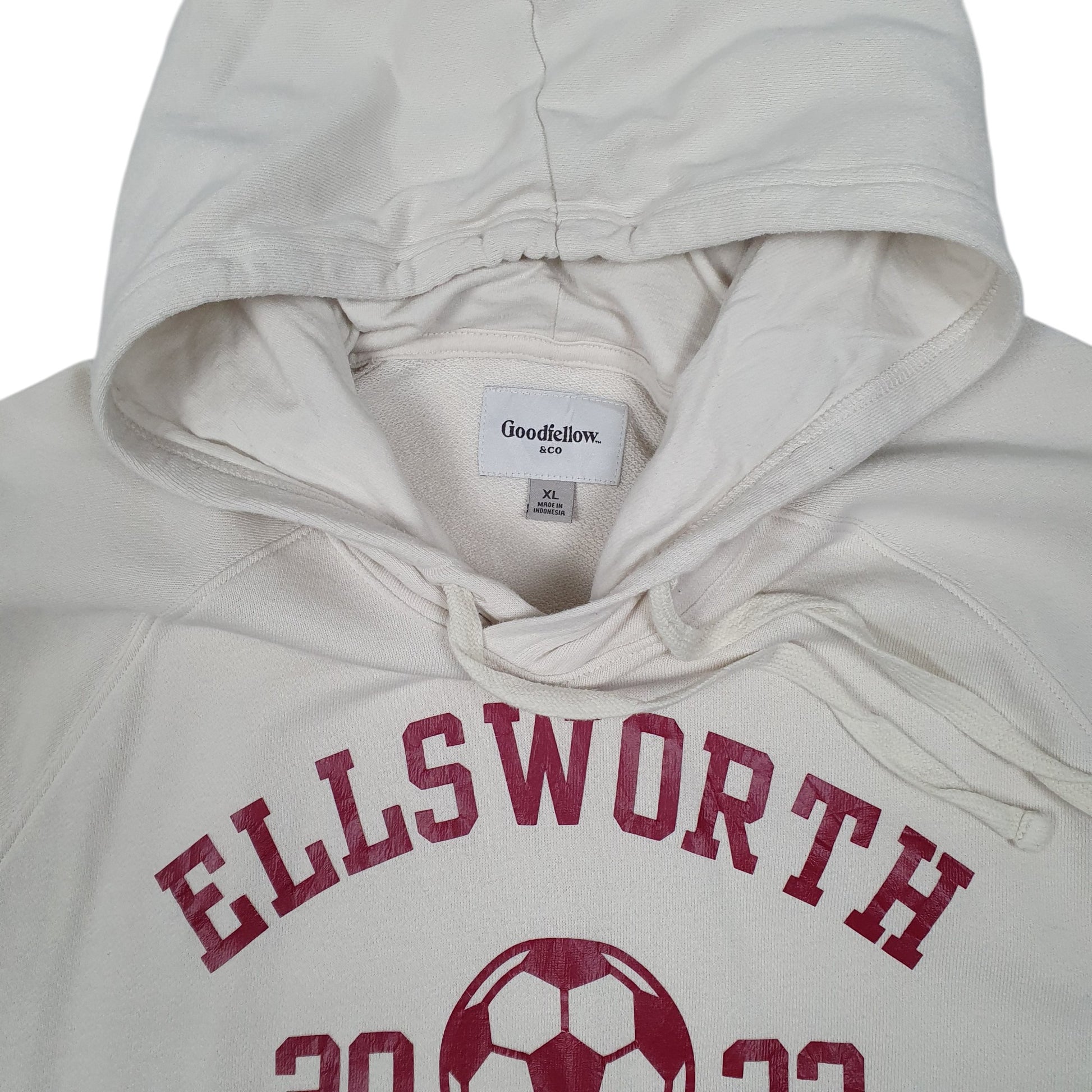 Mens Cream Goodfellow Soccer Hoodie Jumper