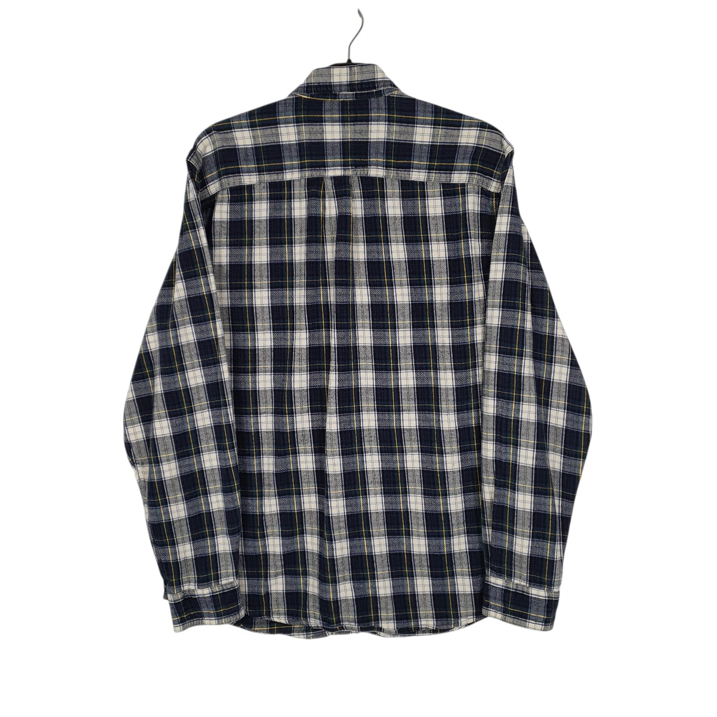 Mens Navy L.L.Bean Thick Flannel Plaid  Shirt