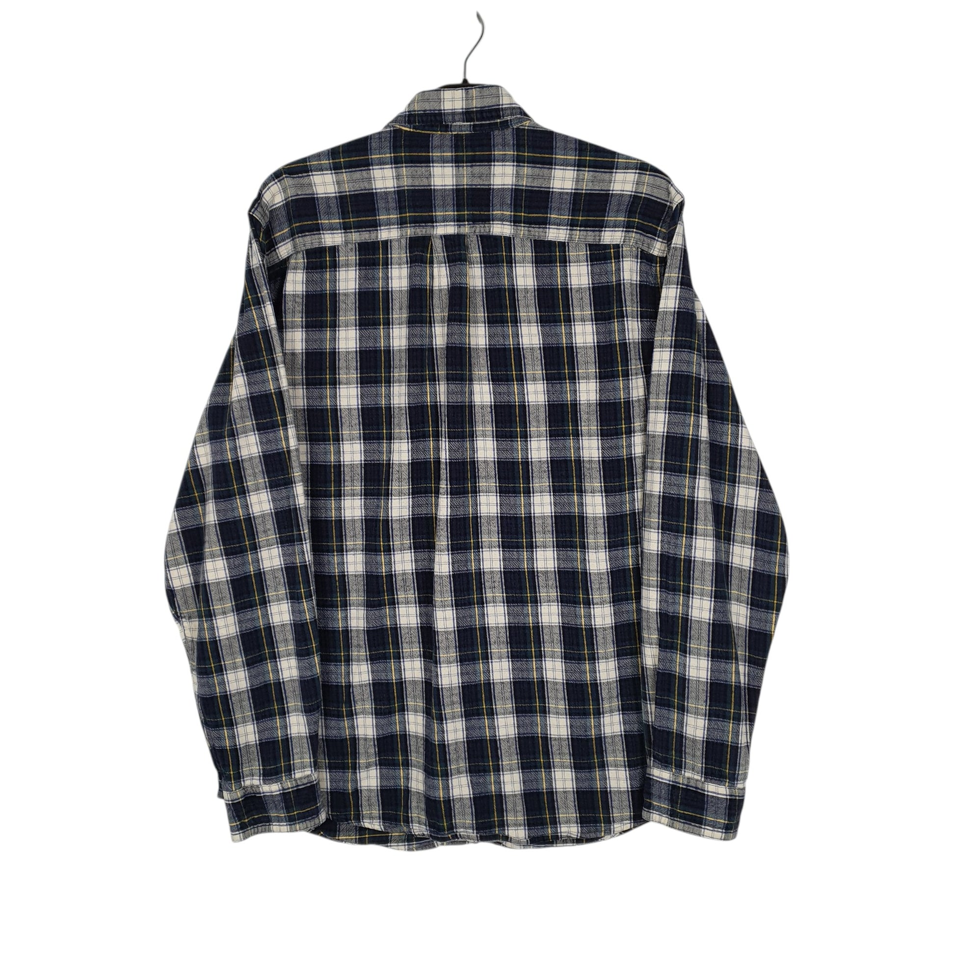 Mens Navy L.L.Bean Thick Flannel Plaid  Shirt