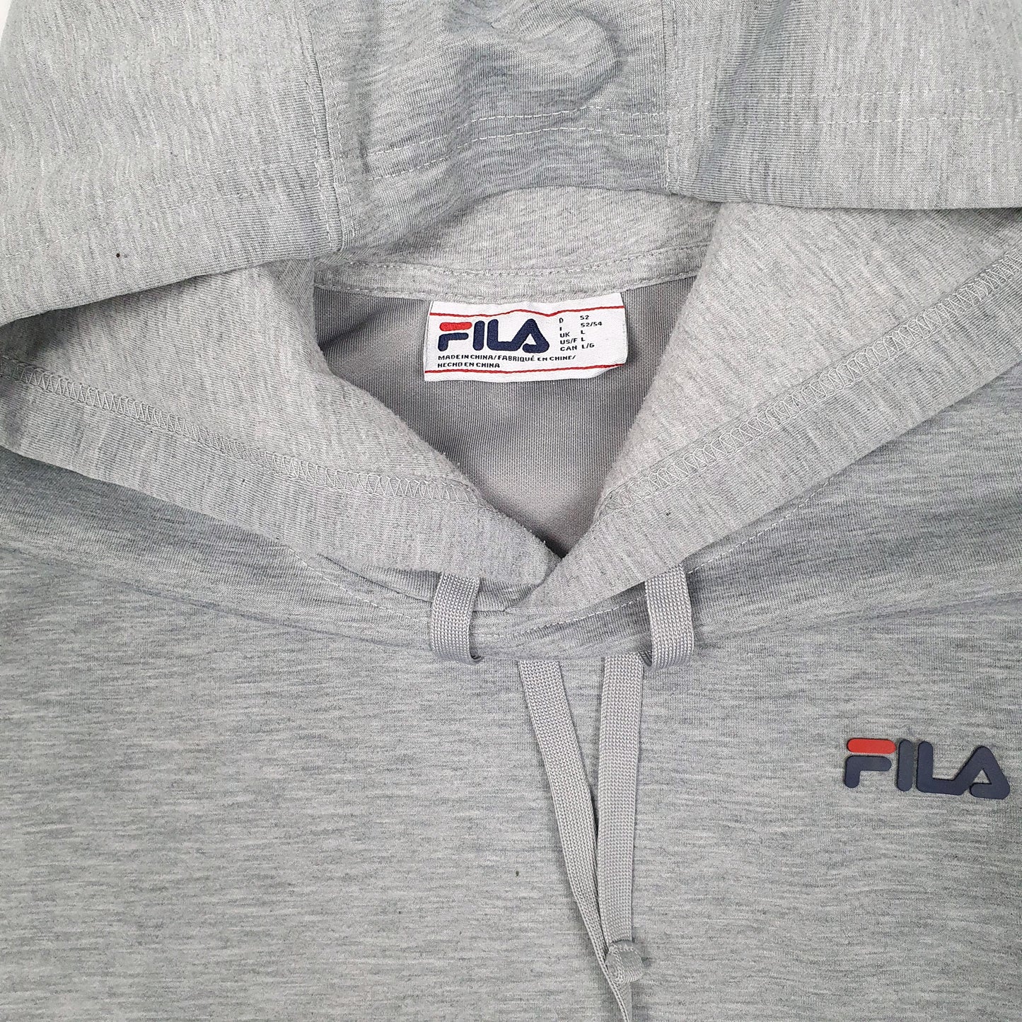 Mens Grey Fila Lightweight Hoodie Jumper