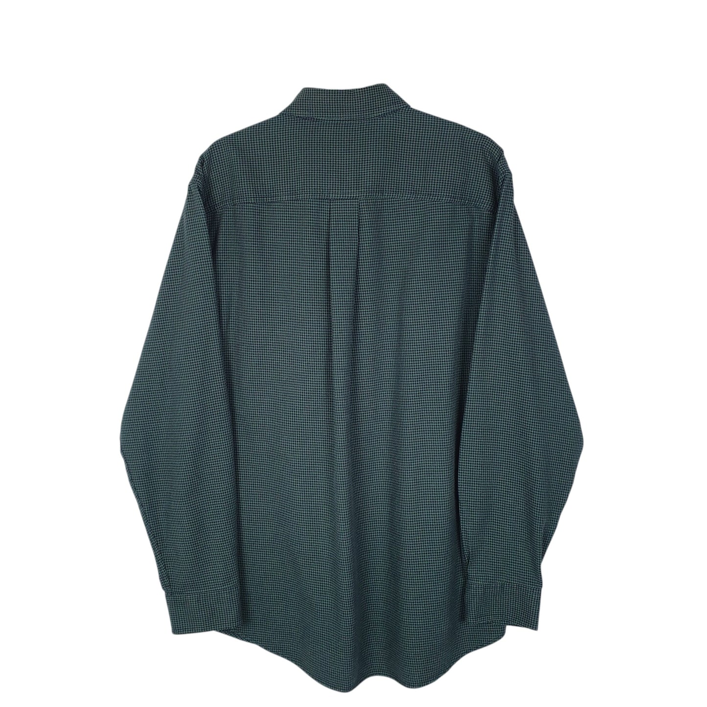 Mens Green L.L.Bean Thick Houndstooth  Shirt