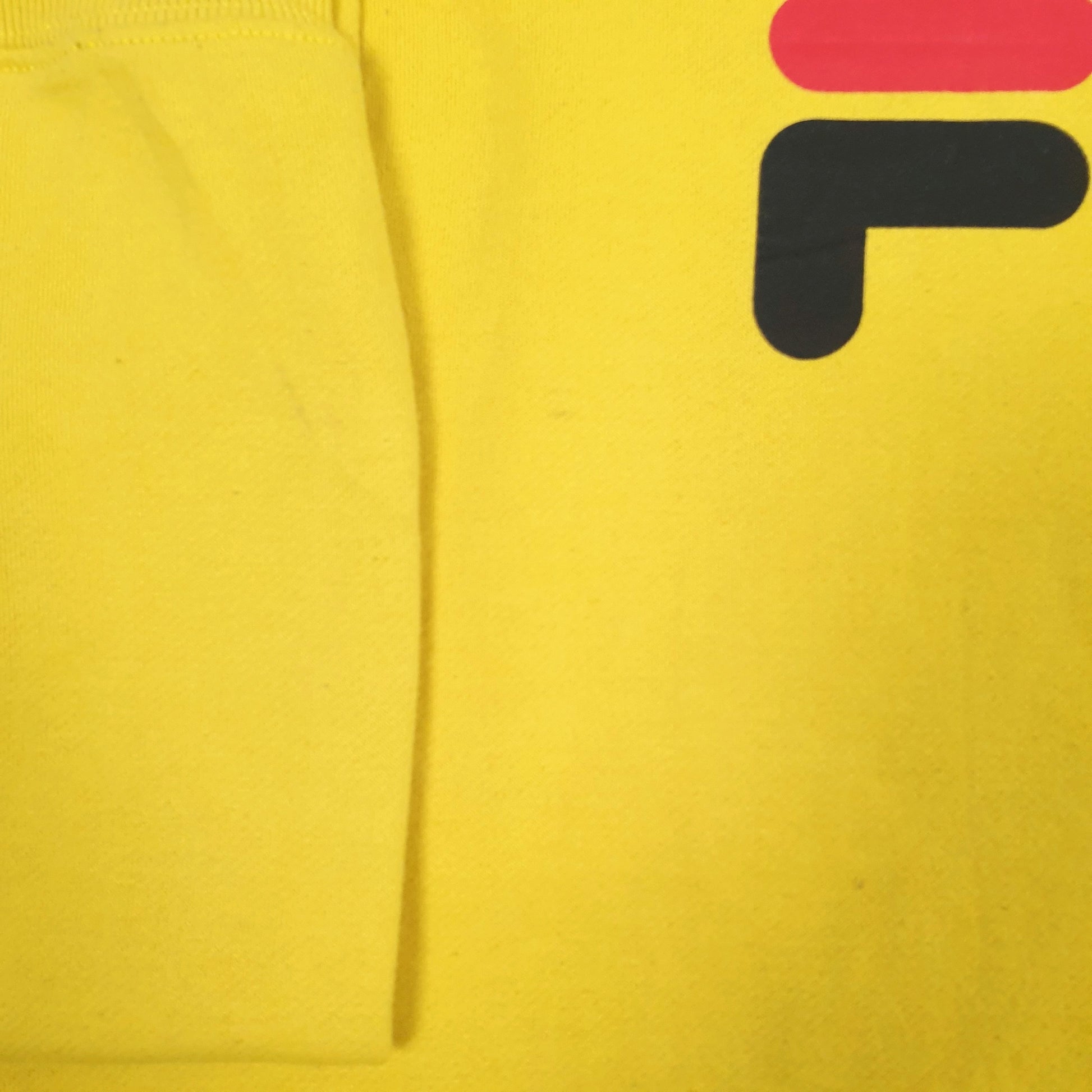 Mens Yellow Fila Baggy Spellout Crewneck Jumper