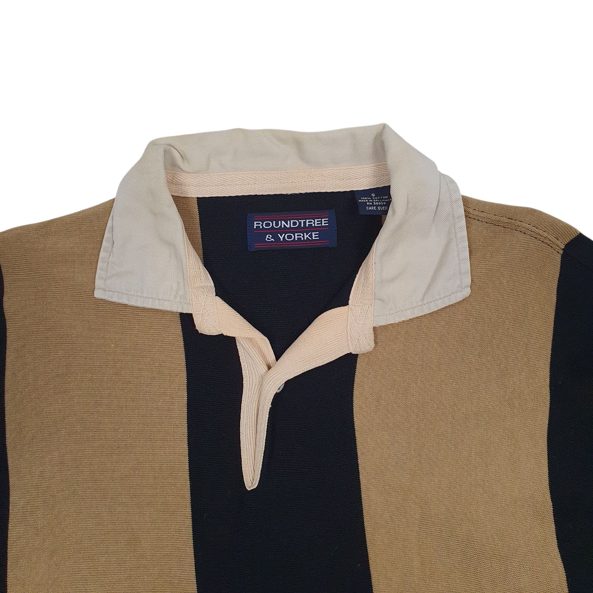 Mens Beige Roundtree & York Rugby Crewneck Polo Shirt