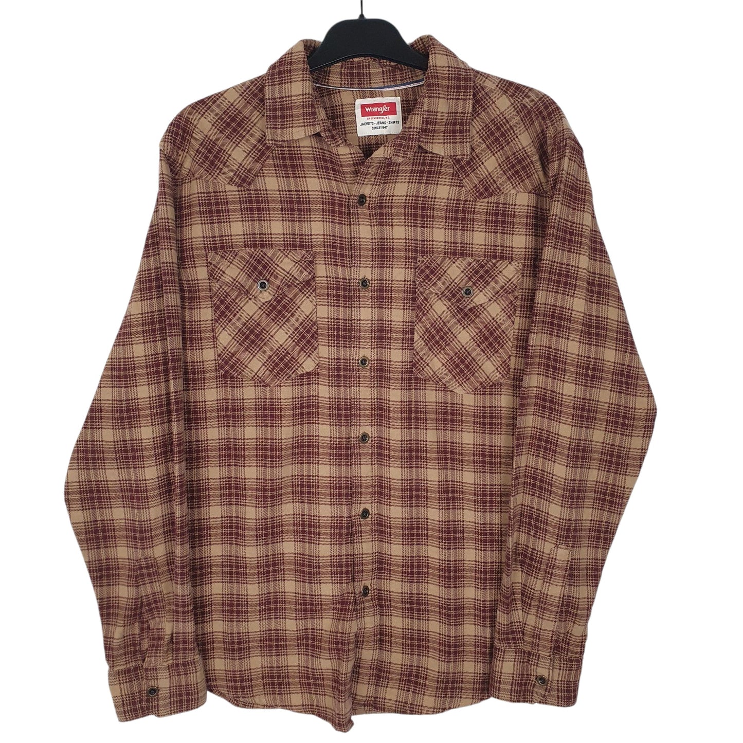 Mens Brown Wrangler  Long Sleeve Shirt