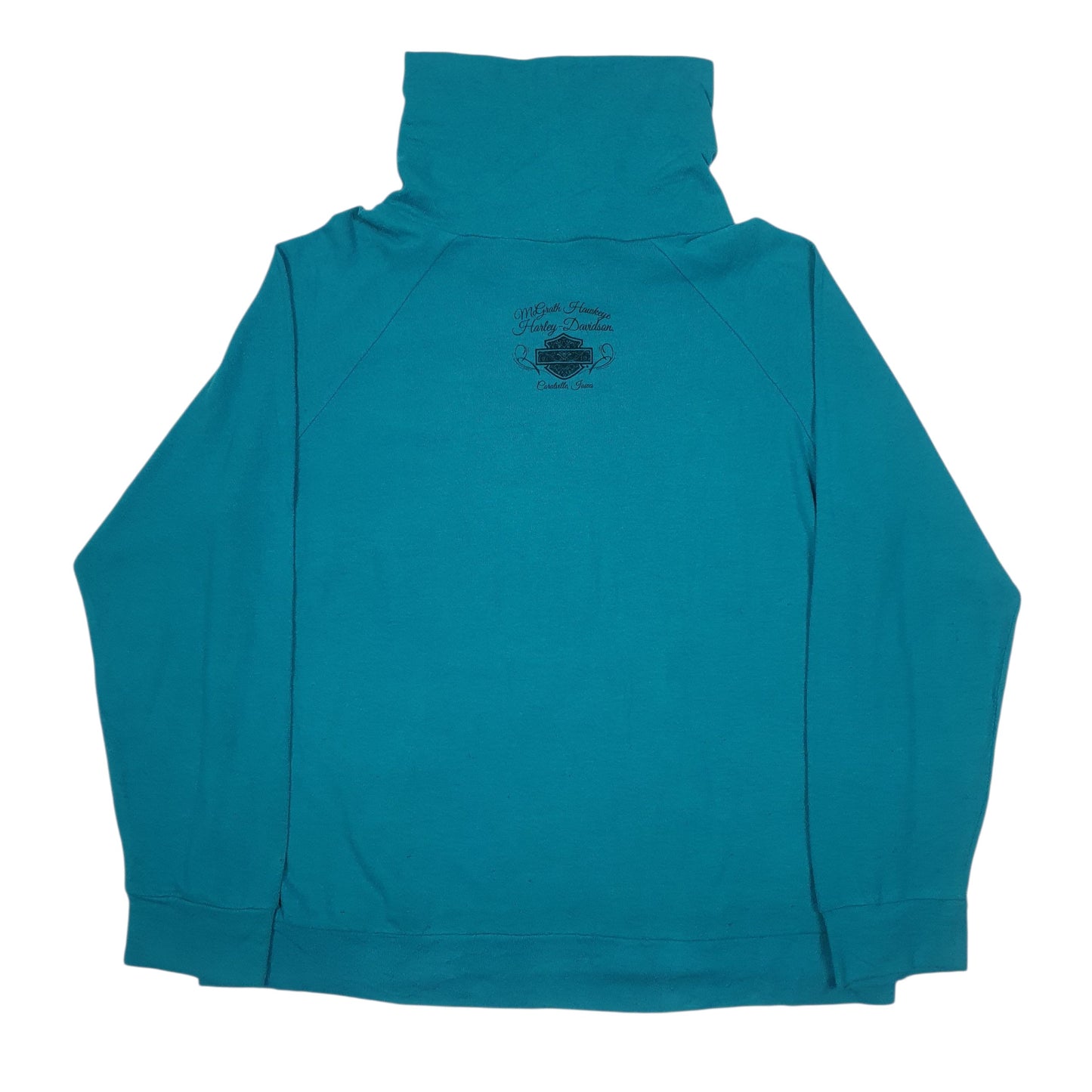 Womens Blue Harley Davidson Spellout Shoal Neck Jumper