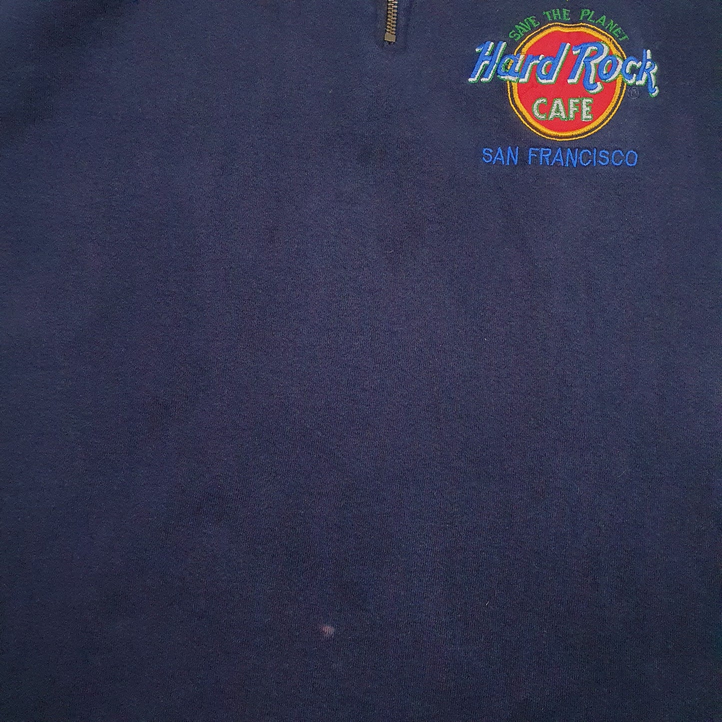 Mens Navy Hard Rock Cafe Vintage 90s Quarter Zip Jumper