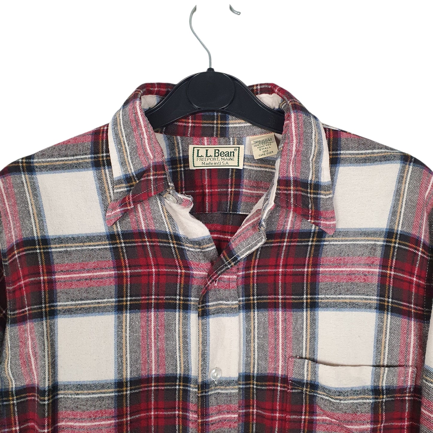 Mens Red L.L.Bean Vintage 1980s Made In USA Thick Flannel  Shirt
