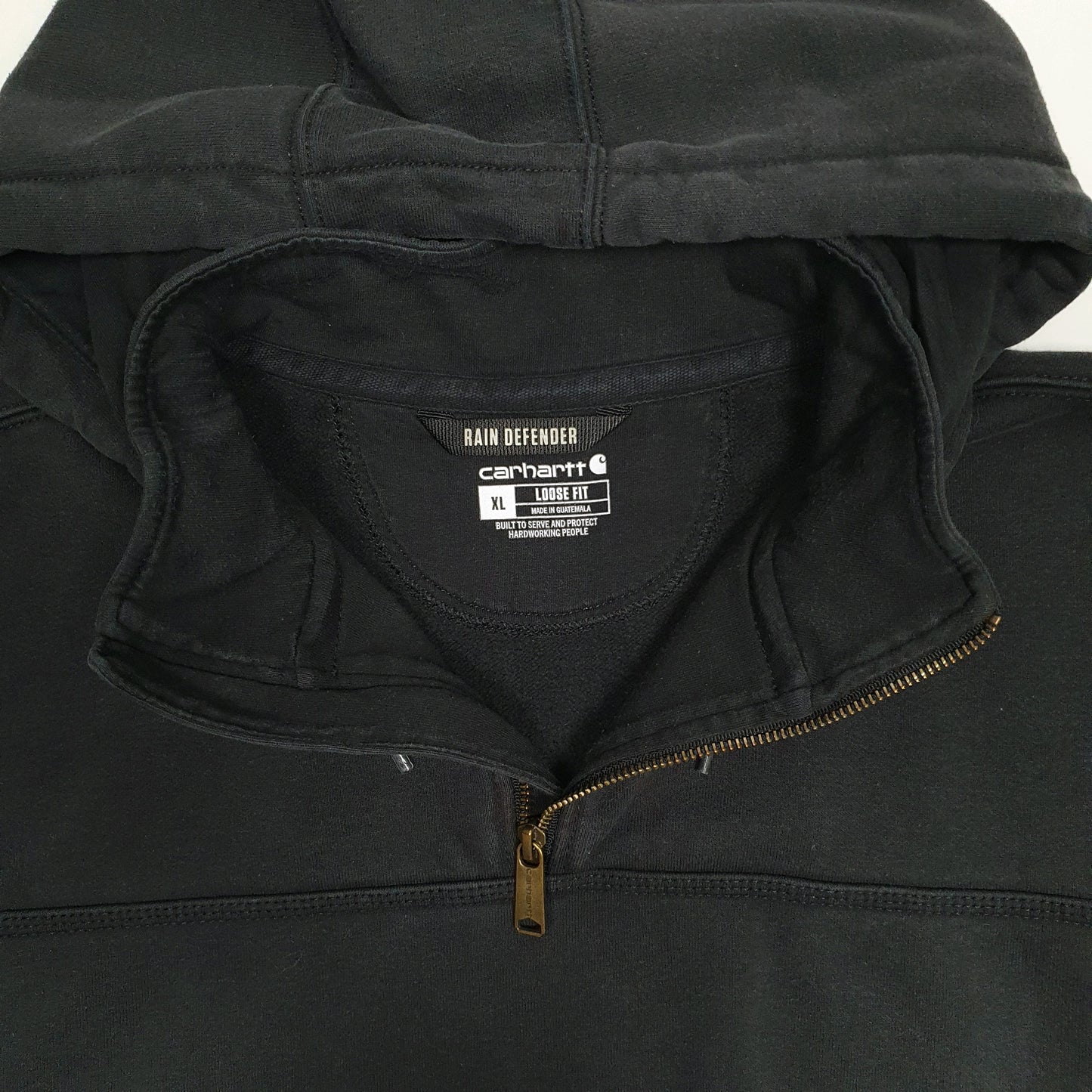 Mens Black Carhartt Quarter Zip Hoodie Jumper