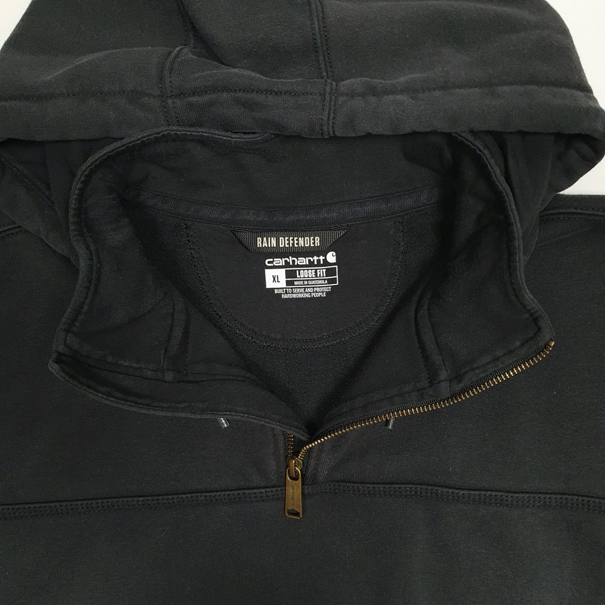 Mens Black Carhartt Quarter Zip Hoodie Jumper
