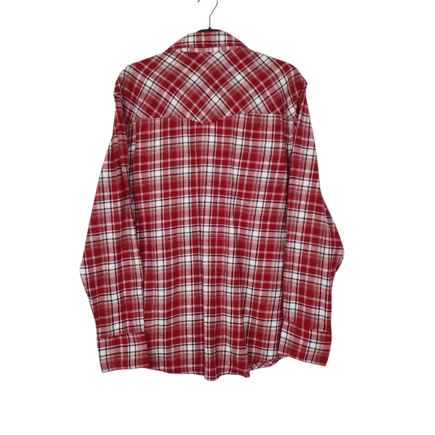 Mens Red Wrangler Flannel Western Pearl Snap  Shirt